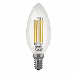 4.5W LED B10 Filament Bulb, Dimmable, E12, 500 lm, 120V, 2700K