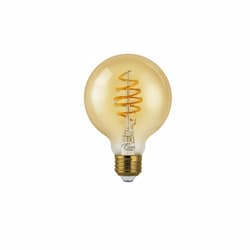 Euri Lighting 4.5W LED G25 Filament Bulb, Amber Glass, Dimmable, E26, 250 lm, 120V, 2200K