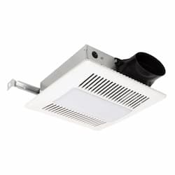 12W Single Speed DC Bathroom Fan w/ Bulb, 120V, 50/80/100 CFM