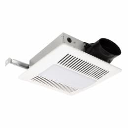 12W Single Speed DC Bathroom Fan w/ Bulb, 120V, 50/80/100 CFM