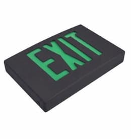 GlobaLux LED Aluminum Exit Sign, Black Housing w/ Green Letters