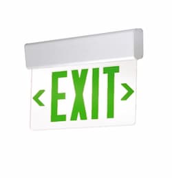 2-Way LED Edge Lit Exit Sign, Aluminum Housing w/ Green Letters