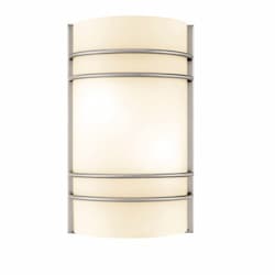 9W LED Ringed Wall Sconce w/Frosted Glass Diffuser, 900 Lumens