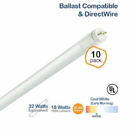 4000K 18 Watt 4 Foot T8 LED Tube Light