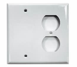2-Gang Plastic Receptacle & Blank Wall Plate, White
