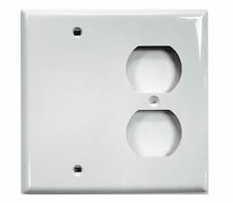 GP 2-Gang Plastic Receptacle & Blank Wall Plate, White