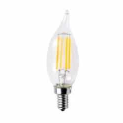 2.5W LED CA10 Flame Tip Chandelier Bulb, Dim, E12, 120V, 2700K, Clear