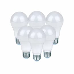 9W LED A19 Bulb, Dimmable, 800 lm, 90 CRI, E26, 4000K, Frosted, 6PK