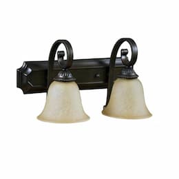 60W Alpine Vanity Light, 2-Light, Tea Stain Glass, Oil Rubbed Bronze