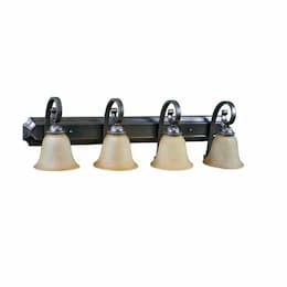 60W Alpine Vanity Light, 4-Light, Tea Stain Glass, Oil Rubbed Bronze