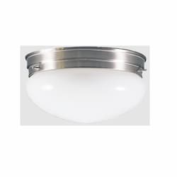 9-in 60W Flush Mount, White Glass Mushroom, Brushed Nickel