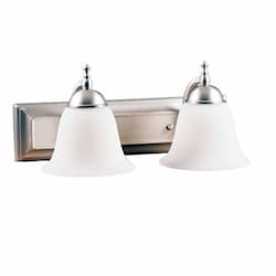 60W Dallas Vanity Light, 2-Light, Flared White, Brushed Nickel