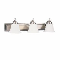 60W Dallas Vanity Light, 3-Light, Flared White, Brushed Nickel