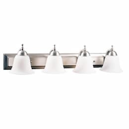 60W Dallas Vanity Light, 4-Light, Flared White, Brushed Nickel