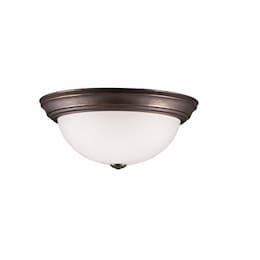 60W Flush Mount Light, White Glass, 2-Light, Oil Rubbed Bronze