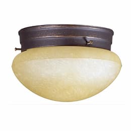 9-in 60W Flush Mount, Tea Stain Glass Mushroom, Oil Rubbed Bronze