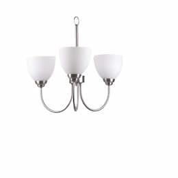 60W Laredo Chandelier, 3-Light, White Glass, Brushed Nickel