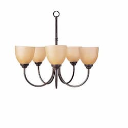 60W Laredo Chandelier, 5-Light, Tea Stain Glass, Oil Rubbed Bronze