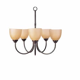 60W Laredo Chandelier, 5-Light, Tea Stain Glass, Oil Rubbed Bronze