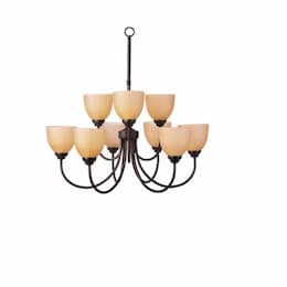 60W Laredo Chandelier, 9-Light, Tea Stain Glass, Oil Rubbed Bronze