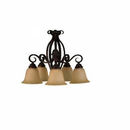 60W El Paso Nook Chandelier, 5-Light, Tea Stain Glass, Oil Rubbed Bronze