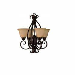 60W El Paso Chandelier, 4-Light, Tea Stain Glass, Oil Rubbed Bronze