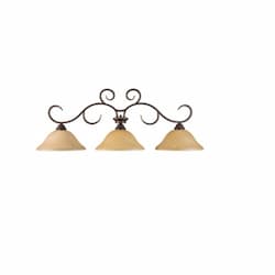 60W El Paso Island Pendant, 3-Light, Tea Stain Glass, Oil Rubbed Bronze