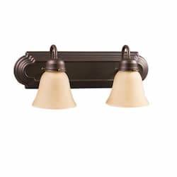 60W Laredo Vanity Light w/ Arms, 2-Light, Tea Stain Glass, Bronze