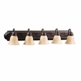 60W Laredo Vanity Light w/ Arms, 5-Light, Tea Stain Glass, Bronze