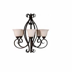 60W El Paso Chandelier, 5-Light, White Glass, Oil Rubbed Bronze