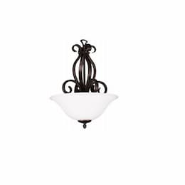 60W El Paso Entry Light, 3-Light, White Glass, Oil Rubbed Bronze