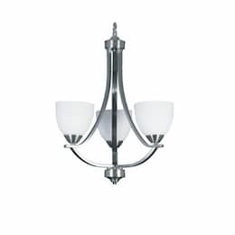 60W Victoria Chandelier, 3-Light, White Glass, Brushed Nickel