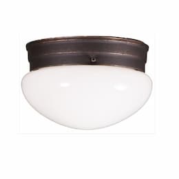 HomEnhancements 9-in 60W Flush Mount, White Glass Mushroom, Oil Rubbed Bronze