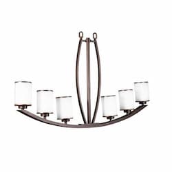 60W Lexington Entry Chandelier, Tea Stain Glass, Oil Rubbed Bronze