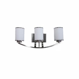 60W Lexington Vanity, 3-Light, White Glass, Brushed Nickel