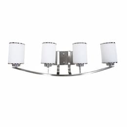 60W Lexington Vanity, 4-Light, White Glass, Brushed Nickel