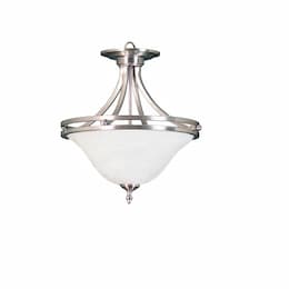 60W Dallas Semi-Flush Mount, White Glass, Brushed Nickel