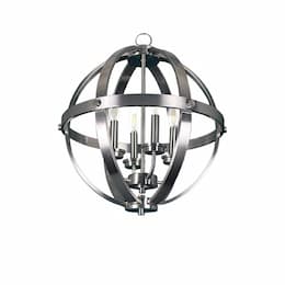 60W Hanging Entry Light, 4-Light, E12, Brushed Nickel