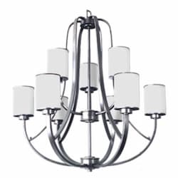 60W Lexington Chandelier, 9-Light, Tea Stain Glass, Oil Rubbed Bronze