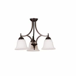 60W Austin Chandelier, 3-Light, White Bell Shade, Oil Rubbed Bronze