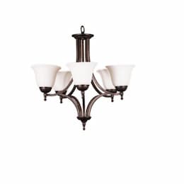 60W Austin Chandelier, 5-Light, White Bell Shade, Oil Rubbed Bronze