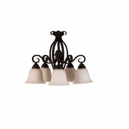 60W El Paso Nook Chandelier, 5-Light, White Glass, Oil Rubbed Bronze