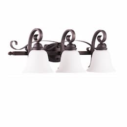 60W El Paso Vanity Light, 3-Light, White Glass, Oil Rubbed Bronze