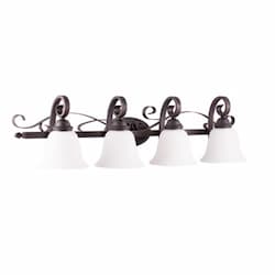 60W El Paso Vanity Light, 4-Light, White Glass, Oil Rubbed Bronze