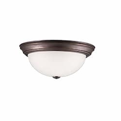 60W Flush Mount Light, White Glass, 1-Light, Oil Rubbed Bronze