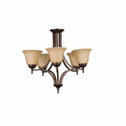 60W Austin Chandelier, 5-Light, Tea Stain Bell Shade, Oil Rubbed Bronze