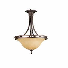 60W Austin Semi-Flush Mount, Tea Stain Glass, Oil Rubbed Bronze