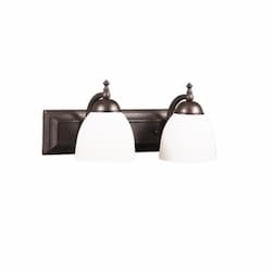 60W Austin Vanity Light, 2-Light, White Glass, Oil Rubbed Bronze