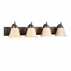 60W Austin Vanity Light, 4-Light, Flared Tea Stain, Oil Rubbed Bronze