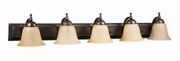 60W Vanity Light w/ Tea Stained Glass, 5 Lights, Oil Rubbed Bronze